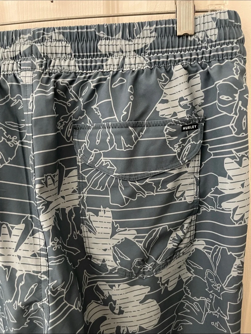 Hurley Blue Floral-Striped Men’s Swim Board Shorts